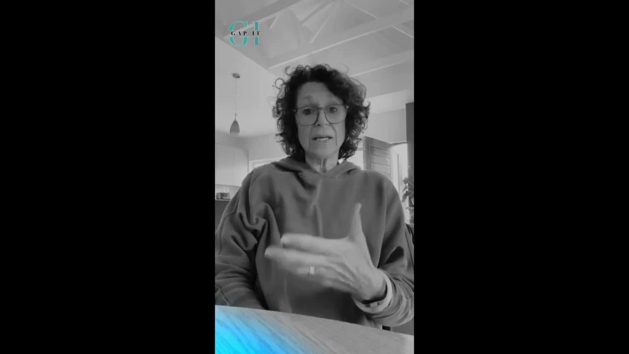 Video still of Heidi Sulcas speaking to camera for their GapIT testimony