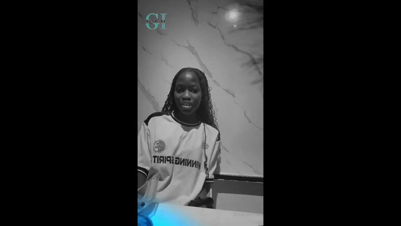 Video still of Makanaka speaking to camera for their GapIT testimony